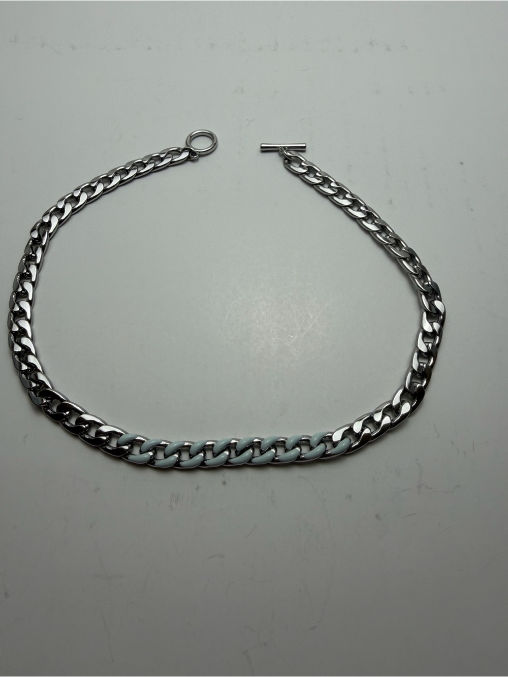 Park Lane Silver and Light Blue/grey Chain Necklace